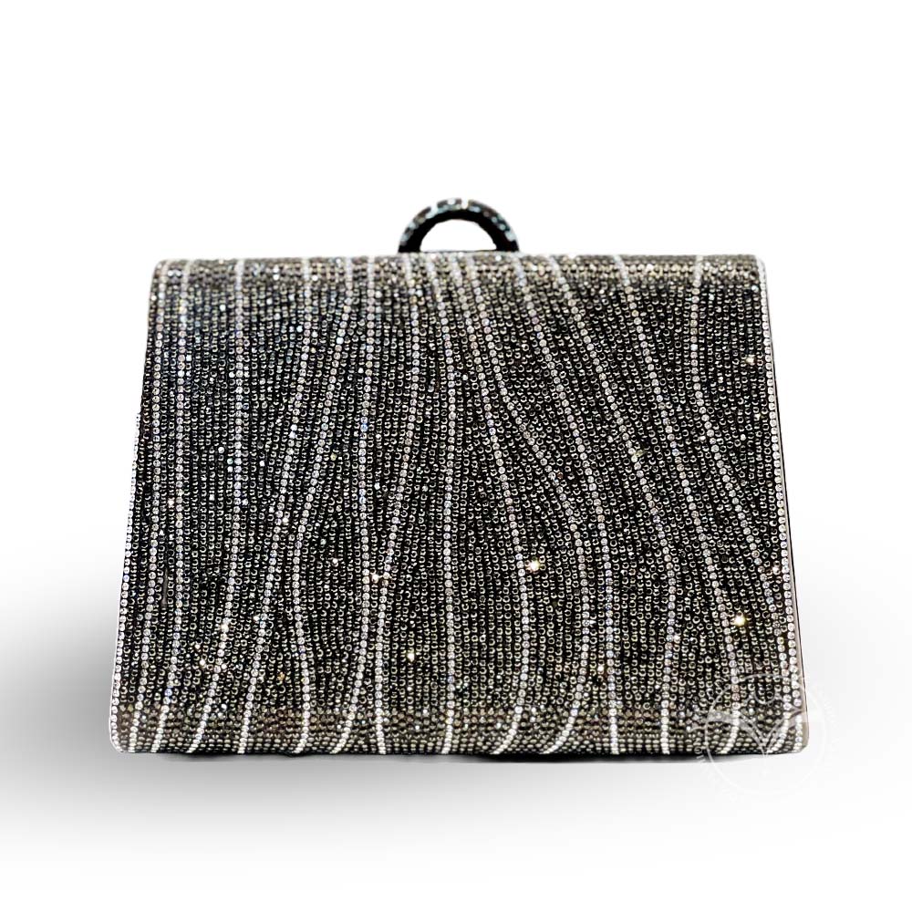 Parlak Taş Kaplı Üçgen Abiye El Çantası